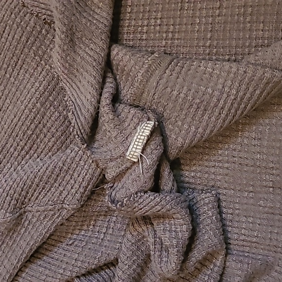 Free People Spring Valley Taupe Lightweight Thermal Knit Lace Tunic Top Wmns L - Picture 10 of 14